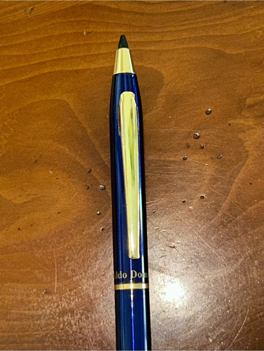 Aldo Domani Mini Blue and Gold Ballpoint Pen - Black ink